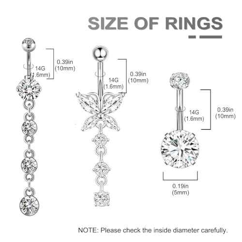 Yugui Belly Button Piercing Kit - Body Piercing Kit with Navel Rings Piercing Pliers Disposable 12G 14G Stainless Steel Piercing Needles Tools for DIY Piercing Self Belly Piercing Kit, Silver/Gold