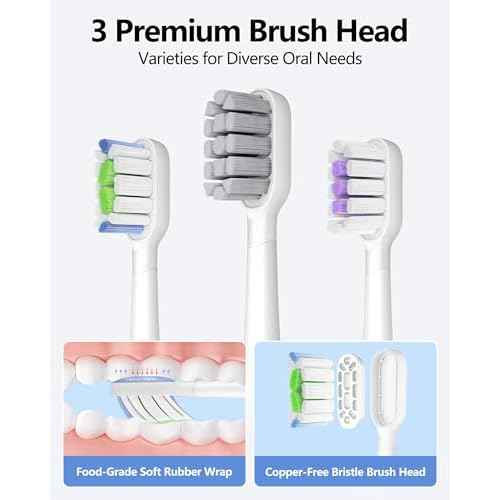 Sonic Electric Toothbrush for Adults, 60¡Æ Oscillation & Vibration Smart Toothbrush with Customizable App, 3 Brush Heads, Wireless Rechargeable Travel Wave Electric Toothbrush, IPX7 Waterproof