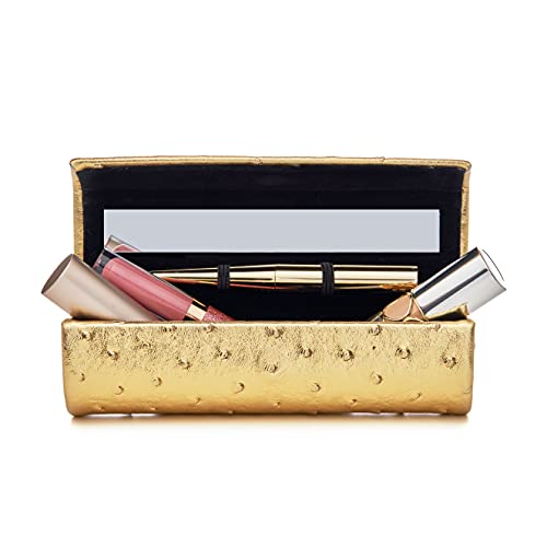 Susan Faris Double Lipstick Case with Mirror for Purse. Holds 2 Lip shades, Liners, Concealer & Essentials. Perfect for Touch-ups. Upscale Lipstick Cases Mirror for Purse. Luxe Gift Box.