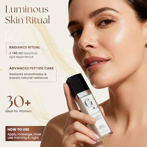 C?leste Lumi?re¢ç GlycoPeptide Radiance Cleanser - Daily Hydrating Exfoliating Face Wash with Anti-aging Peptides, Glycolic Acid, AHAs, Vitamin C & E - Luxury Skincare Gift for Her 4.73 fl oz/140 ml