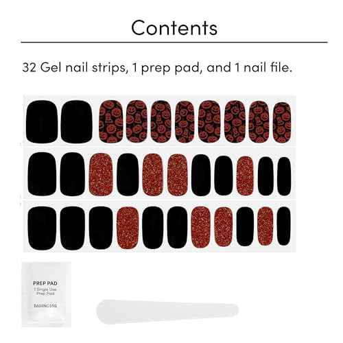 Dashing Diva Gloss Nail Strips - Hallow Queen | UV Free, Chip Resistant, Long Lasting Gel Nail Stickers | Contains 32 Nail Wraps, 1 Prep Pad, 1 Nail File