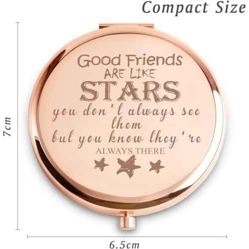 Friendship Gifts for Women Girls, Personalized Gifts for Friends Female Bestie BFF, Custom Compact Mirror for Christmas, Stocking Stuffers, Secret Santa, Birthday