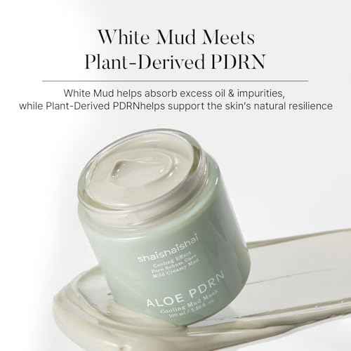 shaishaishai ALOE PDRN Cooling Mud Face Mask, Vegan Collagen Cream Clay Mask with Kaolin & Bentonite, Hydrating & Pore Care, Instant Cooling, Korean Skincare, 3.38 Fl Oz