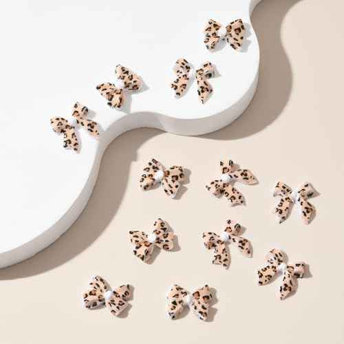 36Pcs Leopard Print Bow Nail Art Charms - Acrylic Rhinestone - Bow Shape - Nail Art Rhinestones