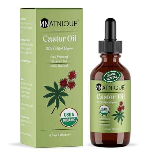Natnique Castor Oil 4oz ? USDA Certified Organic, 100% Pure Cold Pressed Unrefined Oil for Hair Growth, Eyelashes, Eyebrows & Scalp ? Natural Skin Moisturizer, Lash Serum & Hair Treatment