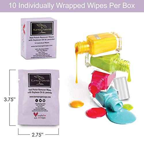 Karma Nail Polish Remover Wipes and Natural Soybean Lavender Remover Nontoxic Vegan Cruelty Free