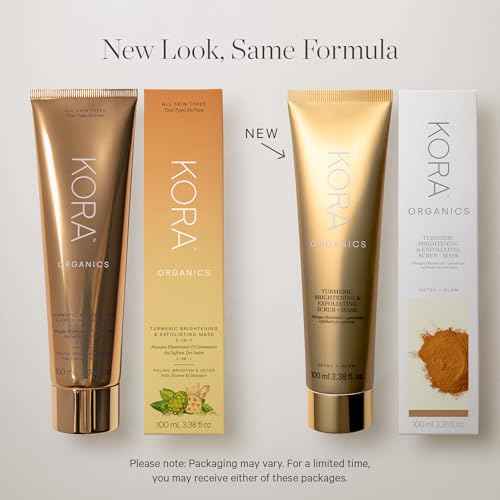 KORA Organics Turmeric Brightening & Exfoliating Mask, Multi-Use Facial Scrub, Polish & Illuminate, Certified Organic Exfoliating Face Mask, Cruelty Free Exfoliator - 3.38 fl oz