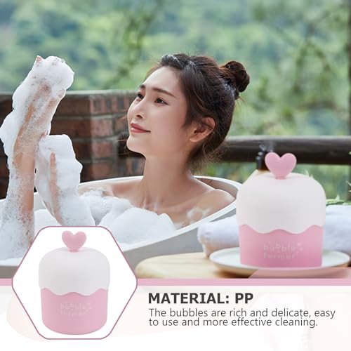 1pc Bubble Machine Manual Milk Frother Household Cleaner Tools for Face Tools for Skincare Bubble Skin Care Bubble Whipped Bottle Bubble Maker Bubble Cup Pink Filling