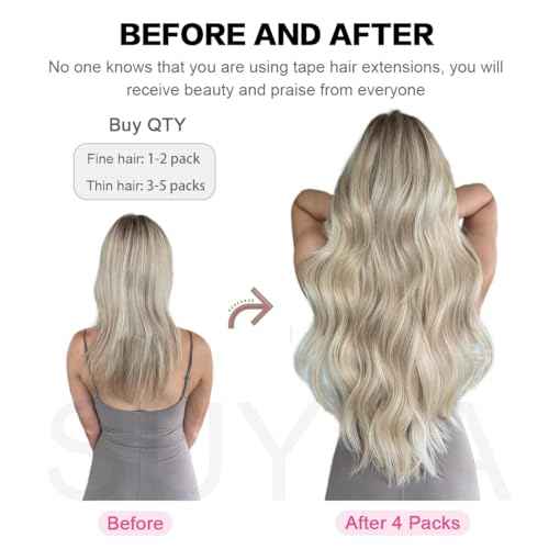 SUYYA Tape in Hair Extensions Human Hair Burgundy 26 Inch 60g/pack 20pcs Straight Seamless Skin Weft Tape in Real Human Hair Extensions Wine Red(26inch #Burgundy)