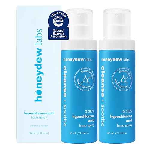 Hypochlorous Acid Spray ? Dermatologist Tested HOCl Facial Cleanser for Sensitive, Acne-Prone & Irritated Skin ? Soothes Redness, Eczema, Rashes & Itching ? Skin Repair Spray, 2oz + 2oz, Honeydew Labs