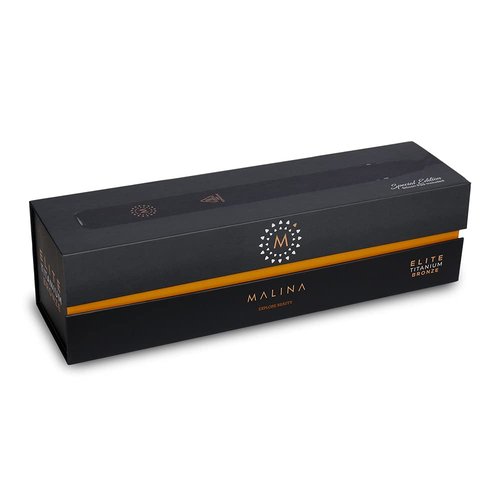 Malina Elite Titanium Bronze Hair Straightener - 100% Pure Titanium Flat Iron - Black