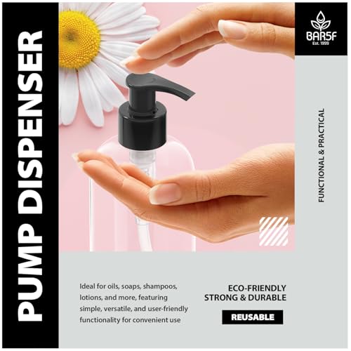 Bar5F 12-Ounce Empty Plastic Pump Bottle Dispenser for Soap, Lotion, Shampoo, Oil, Antiseptic, BPA-Free, Crystal-Clear, USA, 4-Pack