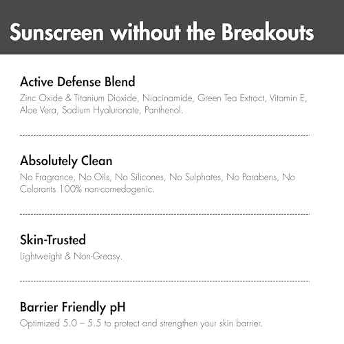 Breakout-Free Mineral SPF 50 Face Sunscreen ? Zinc Oxide, Non-Comedogenic Broad-Spectrum UVA/UVB Protection for Sensitive & Acne-Prone Skin | Lightweight, Hydrating, Matte Finish & Water-Resistant 52G