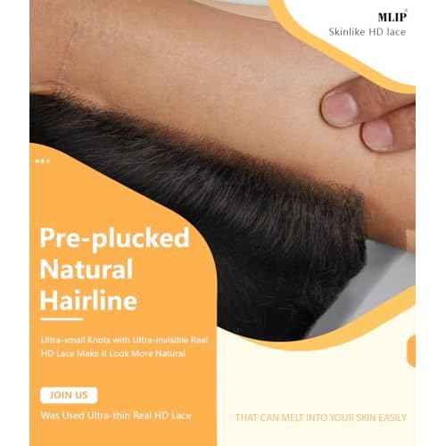 Mlip 5x5 HD Lace Closure Body Wave, 0.10mm Ultra Thin Invisible Swiss Lace, Skinlike Real HD Lace Melt into Skin Perfectly, Pre-plucked Natural Hairline, Raw Indian Human Hair 18 Inch Highlight Color