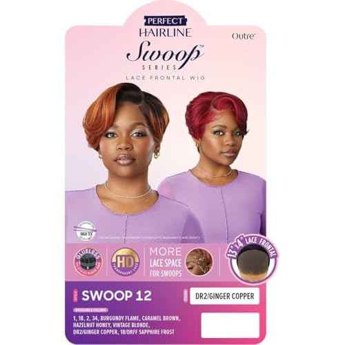 Outre Lace Front Wig - Perfect Hair Line 13X4 - Swoop Series - Swoop 12 (JET BLACK 1)
