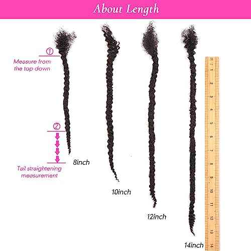 Textured Loc Extensions Human Hair, 100% Real Human Hair Dreadlock Extensions Handmade Permanent loc Extensions (#Natural Black - 0.6cm, 8 Inch 20 Strands)