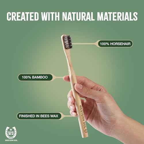 Western SOL Horse Bristle Bamboo Toothbrushes (4-Pack) ? Luxury Toothbrush - Plastic-Free, Biodegradable, Eco-Friendly ? No Chemicals