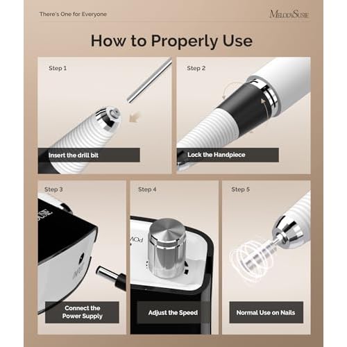 MelodySusie Entry-Level Clip-On Cordless Nail Drill with Anti-Slip Silicone Handle, SC300I 30000RPM Stable E-File for Manicure Shaping & Gel Removal, Perfect for Training, Nail Art Practice & Home Use