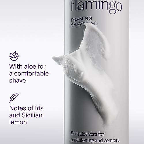 Flamingo Foaming Shaving Gel and Original Razor Blade Refill Cartridges - 6 Count - Shaving Razor Set for Women