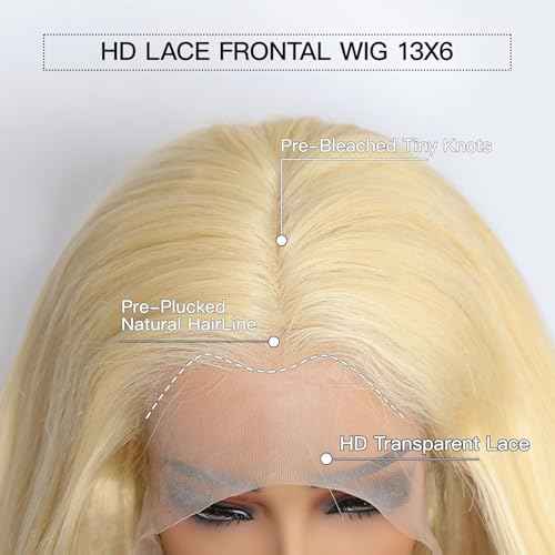 IWISH 613 13x6 Lace Front Wig Human Hair 20 Inches 200% Density Blonde Straight HD Transparent Lace Frontal Human Hair Wigs Pre Plucked for Women