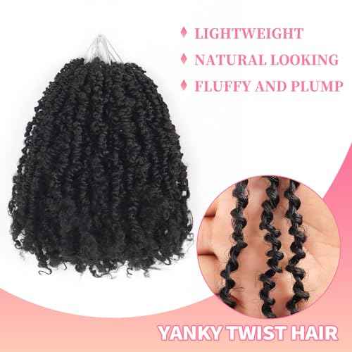9 Packs Yanky Twist Crochet Hair 12 inch Pre-twisted Passion Twist Crochet Hair Micro Spring Twist Crochet Hair Extensions Suitable for black women.(1B, 12 Inch (Pack of 9))