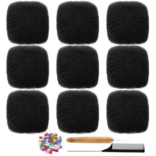 Afro Kinkys Bulk Human Hair for Dreadlock Extensions,Repair Locs, Twists and Braids, 270 Gram Each Package 100% Human Hair Afro Kinky Bulk Can be Dyed and Bleached (Natural Black, 10inch)