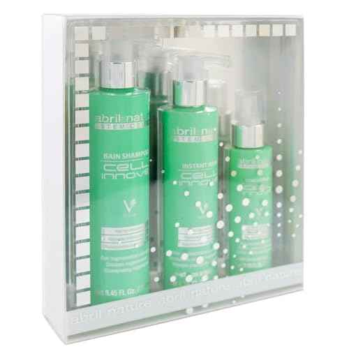 abril et nature - Professional Rejuvenating Hair Care Set - Cell Innove - Shampoo, Mask, and Serum Pack - With Plant Stem Cells - Regenerates and Rejuvenates - 550 ml