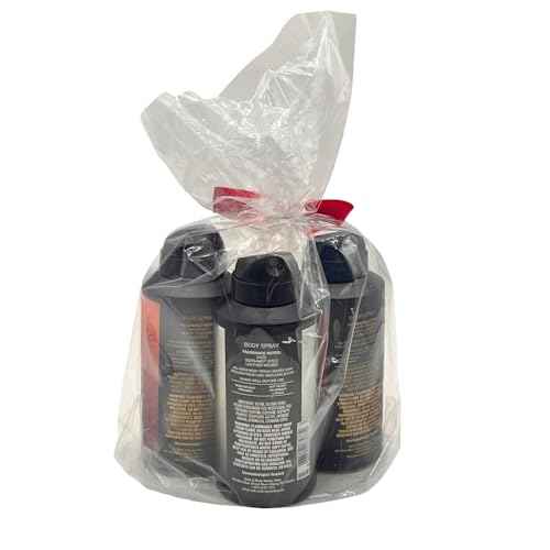 Bath and Body Works Men's Collection Deodorizing Body Spray - Mahogany Teakwood, Graphite, and Bourbon 3.7oz each 3-piece Gift Set with a Red Bow for Holidays