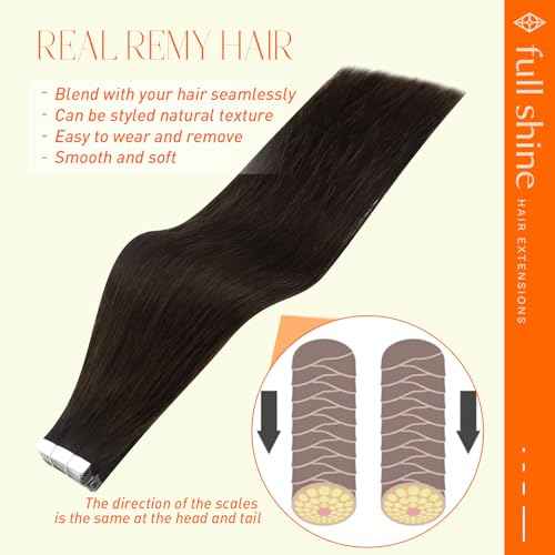 Full Shine Tape in Human Hair Extensions 100G 22Inch Color 2 Brown Tape in Hair Extensions Double Sided Tape in Extensions Invisible Tape ins Human Hair Extensions 40Pcs Straight