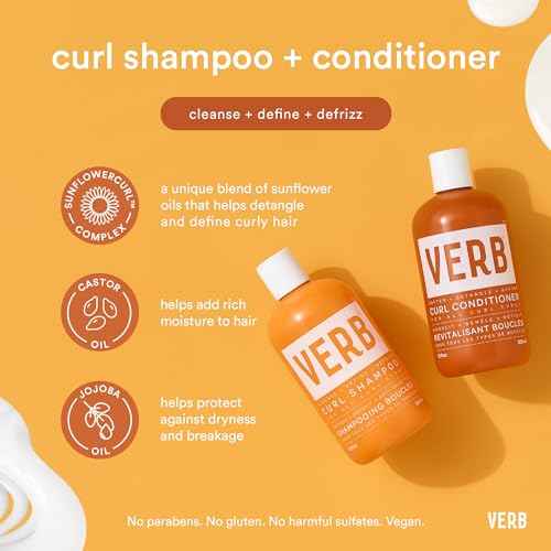 VERB Curl Conditioner - Soften, Define + Hydrate - Frizz Control + Curl Retention - Vegan, No Parabens or Harmful Sulfates