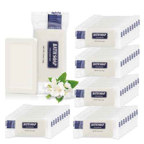 Bulk Bar Soap, 50 Pack Mini Soap Bars Bulk Individually Wrapped, 0.5 oz Travel Soap Small Hotel Soaps Travel Size Toiletries for Hotel Bathroom