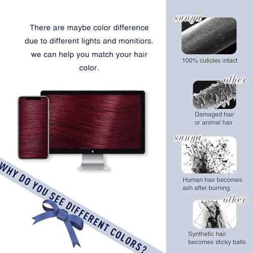 Sunya Clip in Hair Extensions Real Human Hair 7 Pcs Human Hair Clip in Extensions 18 Inch Straight Double Weft Remy Human Hair Extensions Clip ins for Women #99J Burgundy 80G