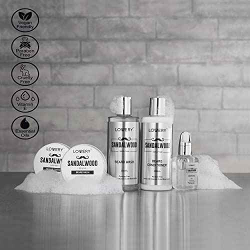Christmas Mens Gifts, Sandalwood Beard Grooming Kit, Mens Grooming Kit for Boyfriend Dad, Him, 11pc Beard Straightener for Men Beard Care, Beard Growth and Trimming Gift, Beard Wash Growth Oil & More