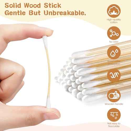 500 Pcs (50 Packs of 10) Travel Size Cotton Swabs Individually Wrapped Cotton Swabs for Ears,Double Tipped Ear Swabs,Round Tip Ear Sticks,Travel Ear Cleaning Cotton Buds for Hotel Makeup,Clean