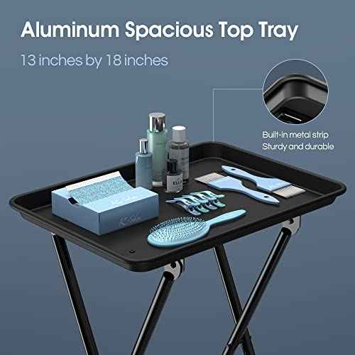 Aluminum Foldaway Folding Service Tray on Wheels