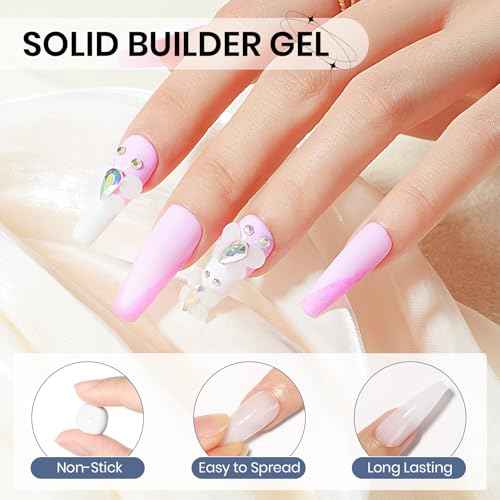 Solid Sculpture Builder Gel, 3D Nail Gel White Non-Stick Hand Nail Extension Gel for Carving Patterns Decoration Nail Art Emboss Hard Gel for Nails Mnicure DIY at Home 14g(0.49 oz)