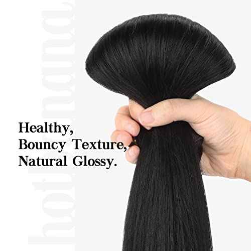 HOTBANANA Human Hair Clip in Hair Extensions, Natural Black 120g Clip in Hair Extensions Real Human Hair Straight Remy Hair 20 Inch 7pcs