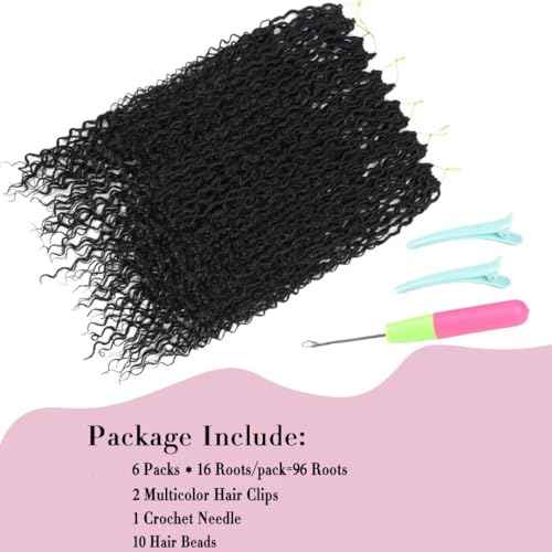 New Goddess Locs Crochet Hair 30inch Long River Faux Locs Braids with Curly End Long Boho Hippie Locs Style Synthetic Hair Extensions (30" 6Packs 1B#)