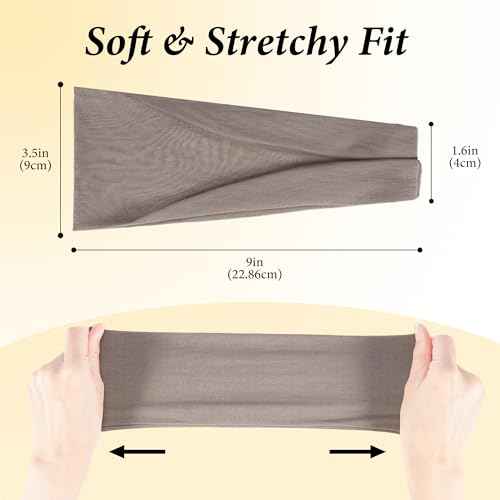 Headbands for Women Non-Slip Elastic Hair Bands, 6 Pack Stretchy Soft Cloth Sweat Band, Fabric Workout Headband, Fashion Head Bands for Yoga Running Sports