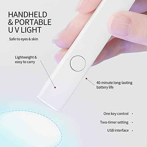 SAVILAND U V Light for Nails: Handheld Gel Lamp for Gel Nails Flash Cure Lamp for LED Nail Lamp Portable Mini Nail Dryer Polish Nail Glue USB Flashlight Home DIY Manicure Art