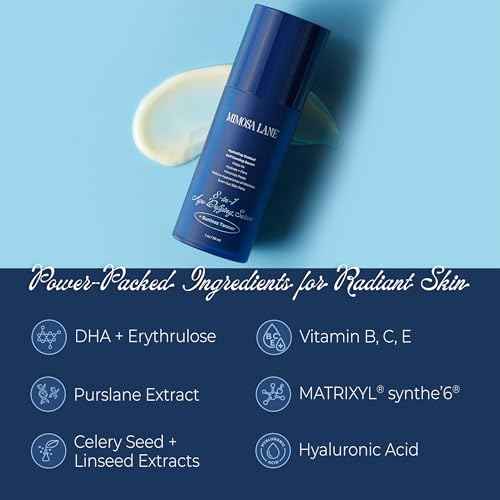8-in-1 Age Defying Serum REFILL, Hydrating Gradual Self-Tanning for Face, with Anti-Aging Hyaluronic Acid and Vitamin B, C, E, Sunless Tanner, Fragrance-Free, Vegan, 1 oz, Dark