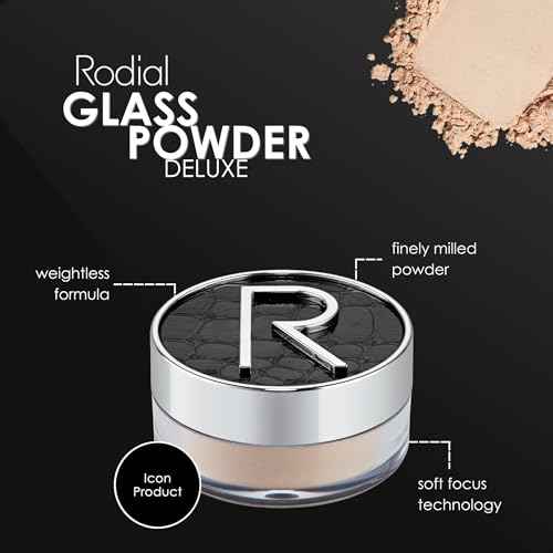 Rodial Glass Powder Travel Size 0.19 oz - Mini Loose Setting Powder for Soft-Focus Blurring, Shine Control & Luminous Glass Skin Finish