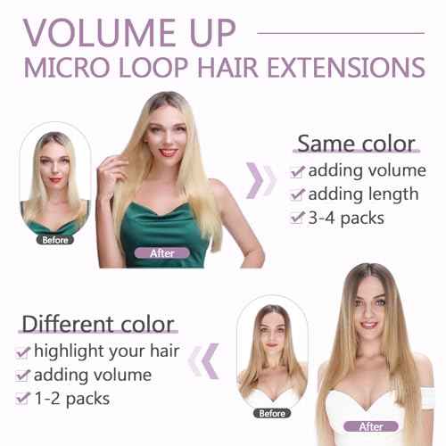 Benehair Micro Loop Hair Extensions Real Human Hair Wine Red Microlink Hair Extensions Human Hair 24inch Micro Link Hair Extensions for Women Invisible Natural Hair Extensions Add Volume