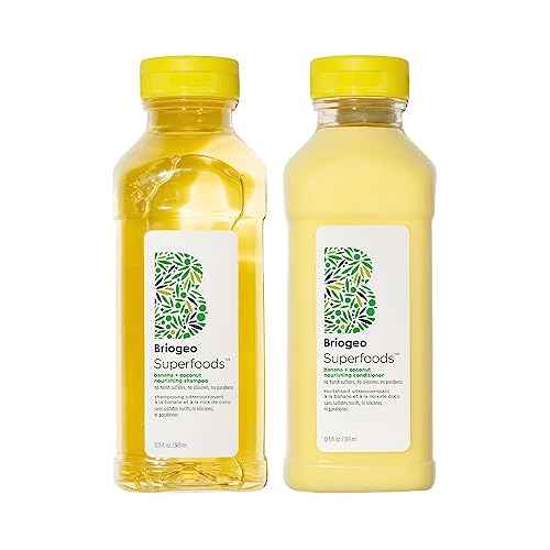 Briogeo Superfoods Banana + Coconut Hair Pack, Replenish Dull, Dry Hair and Supports Healthy Hair and Scalp, Moisturizing for All Hair Textures, Hydrating Cleanse, Vegan, Cruelty-Free, 2 x 12.5 fl oz