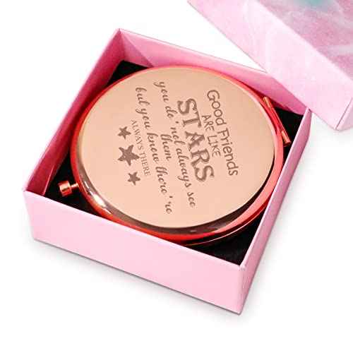 Friendship Gifts for Women Girls, Personalized Gifts for Best Friends Female Bestie BFF, Custom Compact Mirror for Christmas, Stocking Stuffers, Secret Santa, Birthday