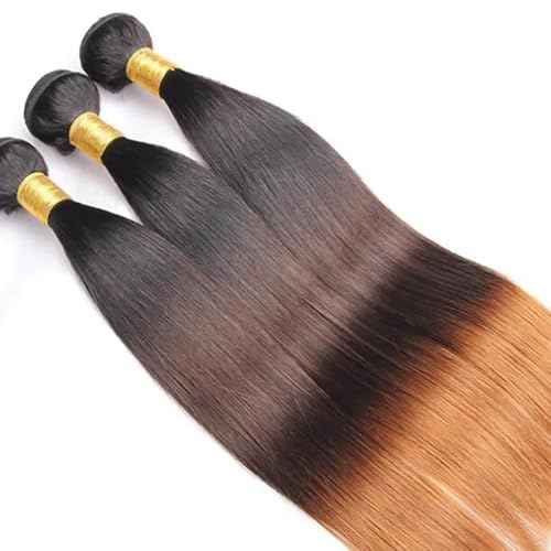 T1B/4/30 Straight Human Hair Bundles 26 28 30 Inch Omber Chocolate Brown 12A Raw Unprocessed Brazilian Virgin Quick Weave Hair for Black Women