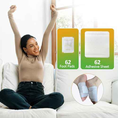 122 Pads Foot Pads Natural Turmeric & Ginger, Wormwood, Bamboo Vinegar, Included 62Pads Goodnight Patches and 62 Adhesive Sheets