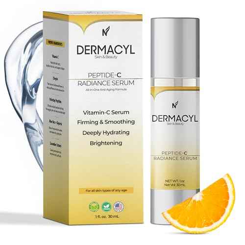 Vitamin C Serum for Face, Peptide Serum with Hyaluronic Acid for Anti-Aging, Face Hydrating, Deep Wrinkle Repair & Firming for Fine Lines, 30ml
