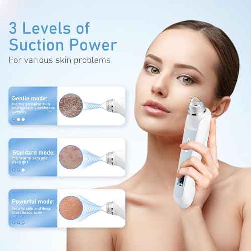 Facial Pore Blackhead Remover Vacuum, 1080P Camera Blackhead Remover, 20x Zoom, 8 LEDs £¦ 3 Suction Modes, 800mAh Battery & USB - 6 Heads Pore Cleaner Kit for Women&Men(White)