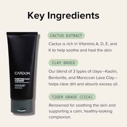 Cardon Men's Deep Pore Cleaning Clay Face Wash, 4x Better Than Charcoal, Oily, Acne-Prone Skin | Korean Premium Skin Care | Remove Face Oil & Dirt, (3 CT)